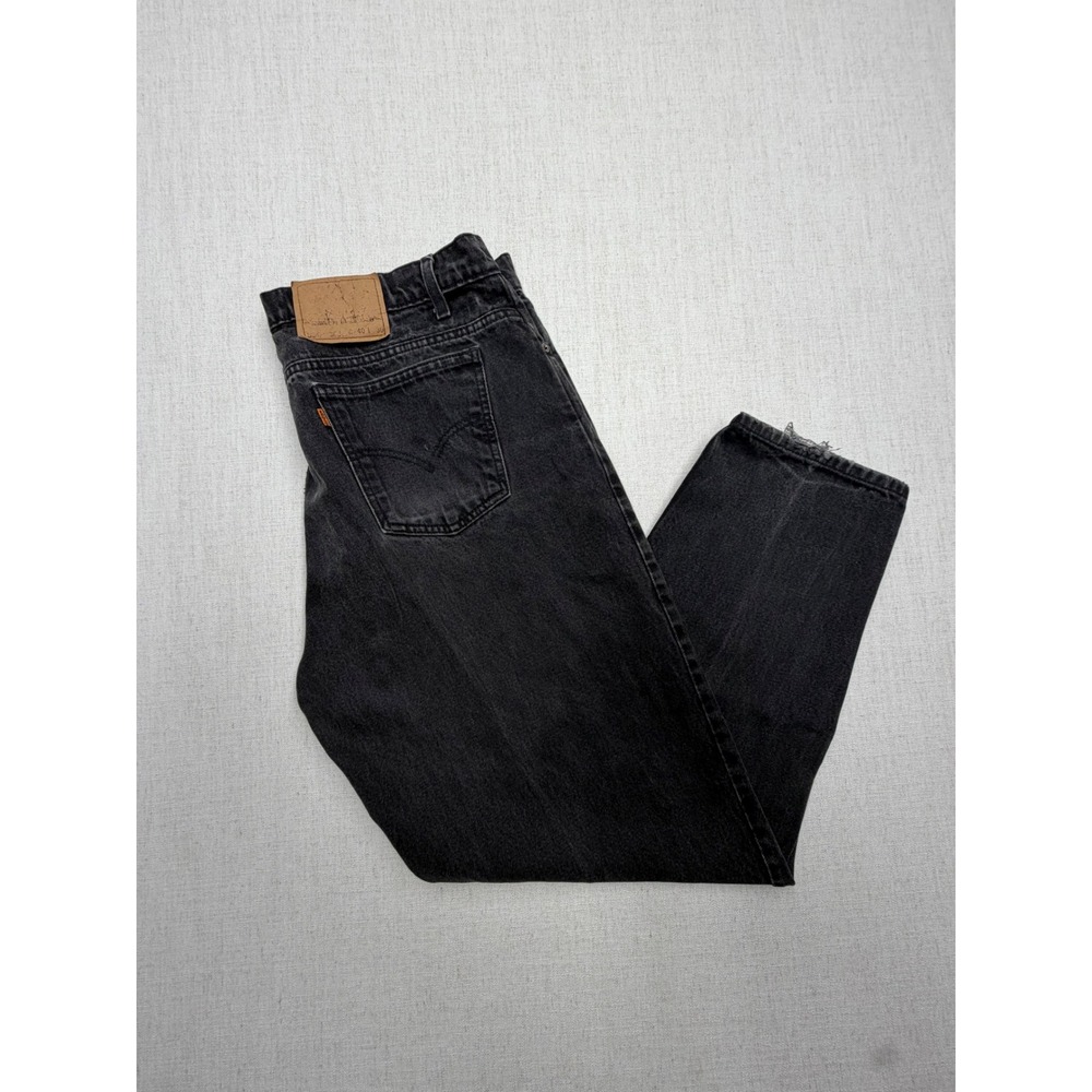Vintage 1996 Levis 550 Relaxed Tapered Leg Jeans Faded Black Orange Tab W40 L30